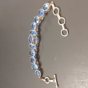 Faceted Blue Stone Sterling Silver 925 Toggle bracelet